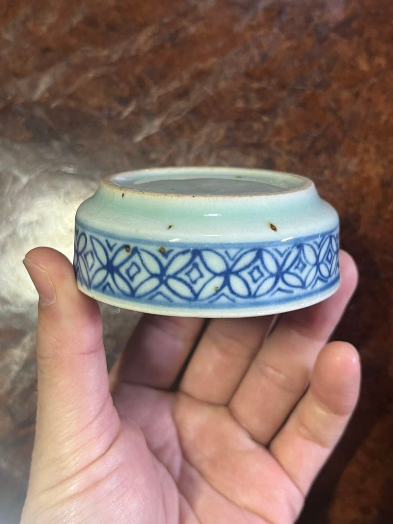 清朝　染付　景徳鎮　新渡　古染付　染め付け　民芸　民藝　骨董　桃　唐草　七宝