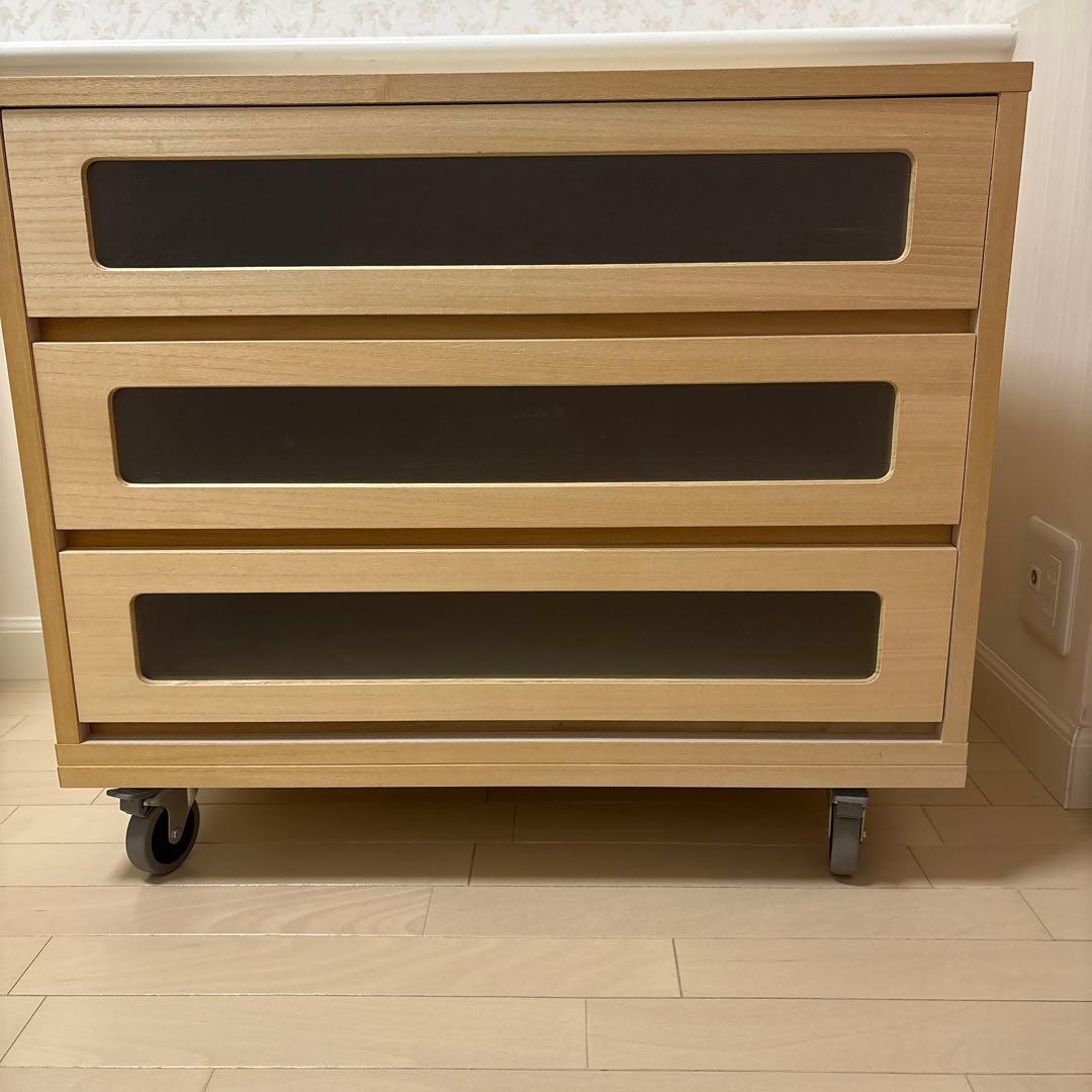 マールゼン　木製 （桐）3段チェスト キャスター付き