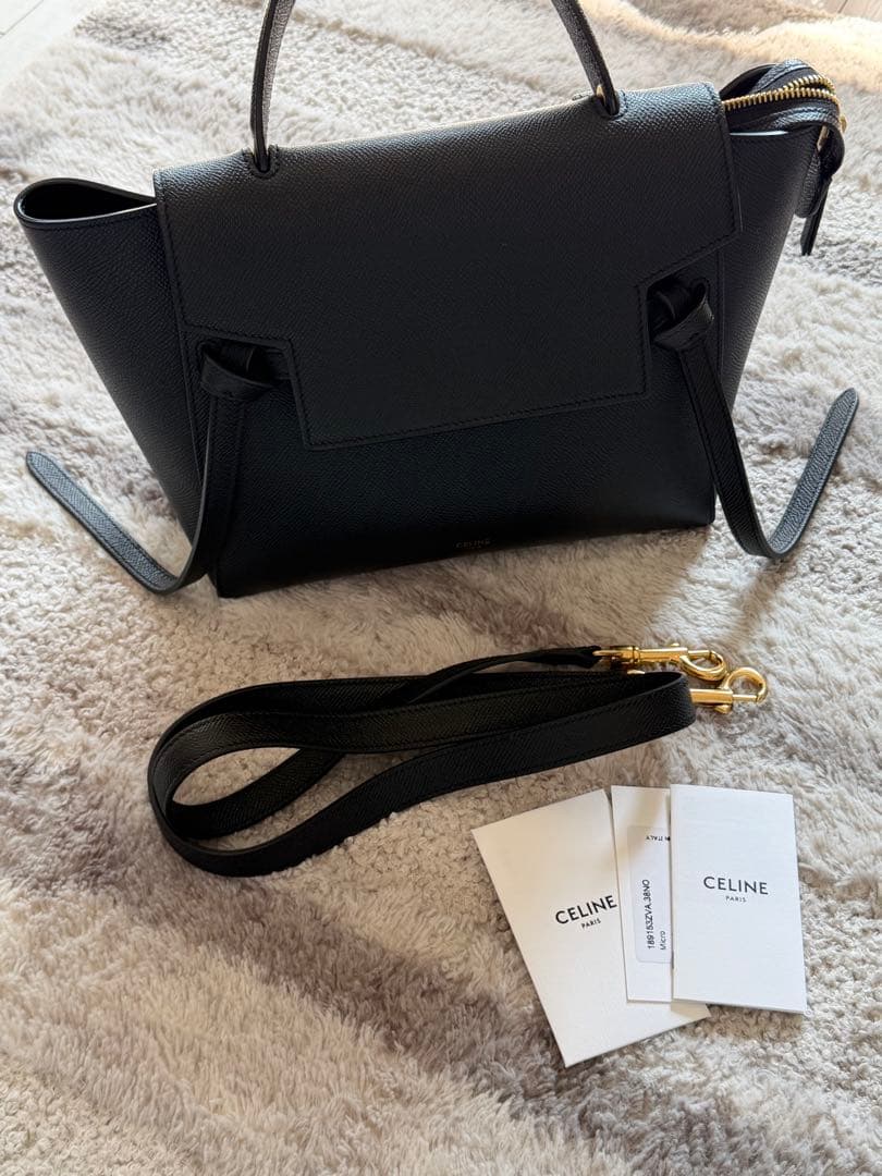 極美品！セリーヌCELINE ベルトバッグマイクロ　ブラック