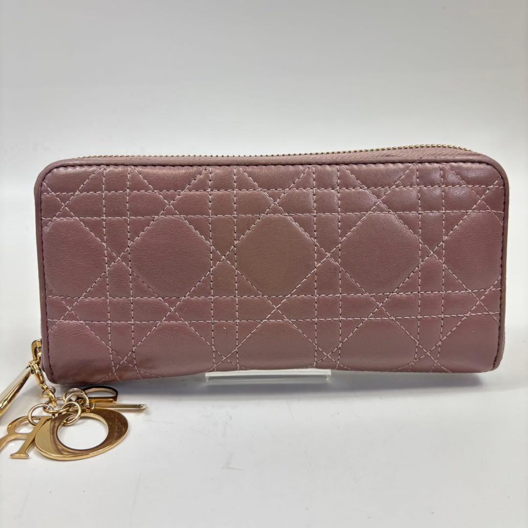 クリスチャンディオール　長財布　レディディオール　カナージュ チャーム　カード付