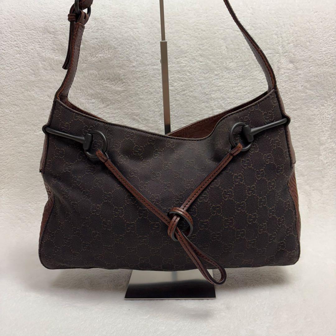 グッチ ワンショルダー ハンドバッグ GGキャンバス レザー ホースビット