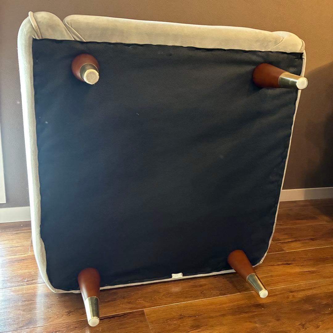 LOWYA ロウヤ 1人掛けソファ ベルベット調 グレー