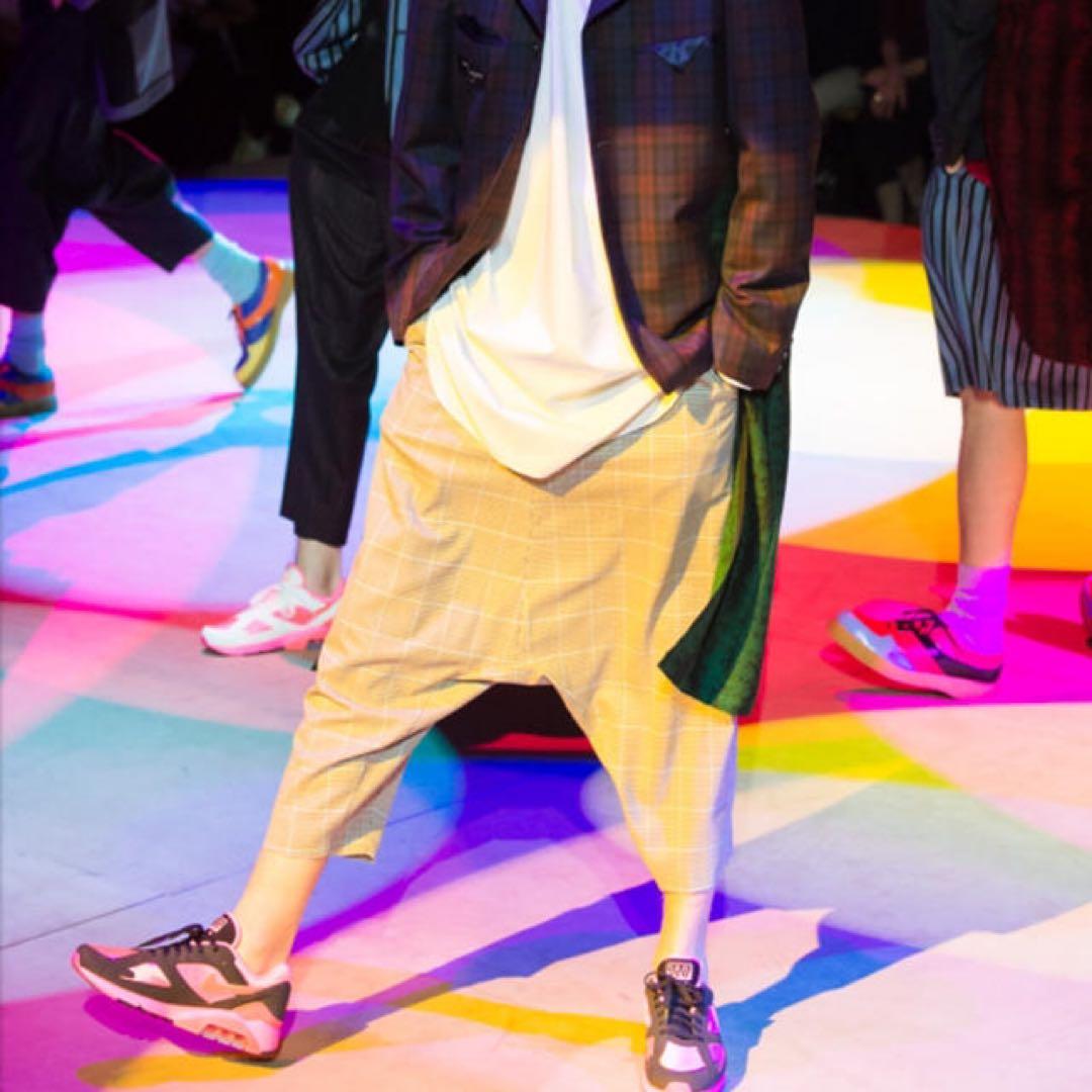 COMME des GARÇONS HOMME PLUS茶チェックサルエルパンツ