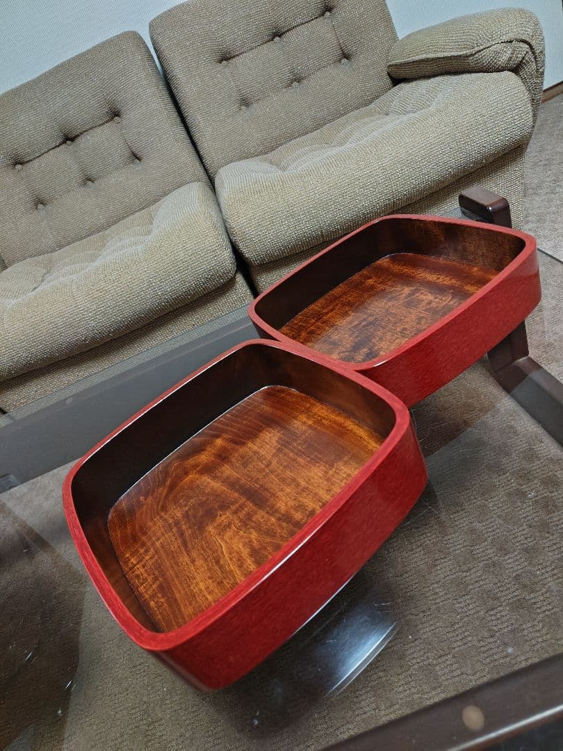 【香川漆器】8寸(24cm)四段角重(後藤塗、天然木くりぬき)