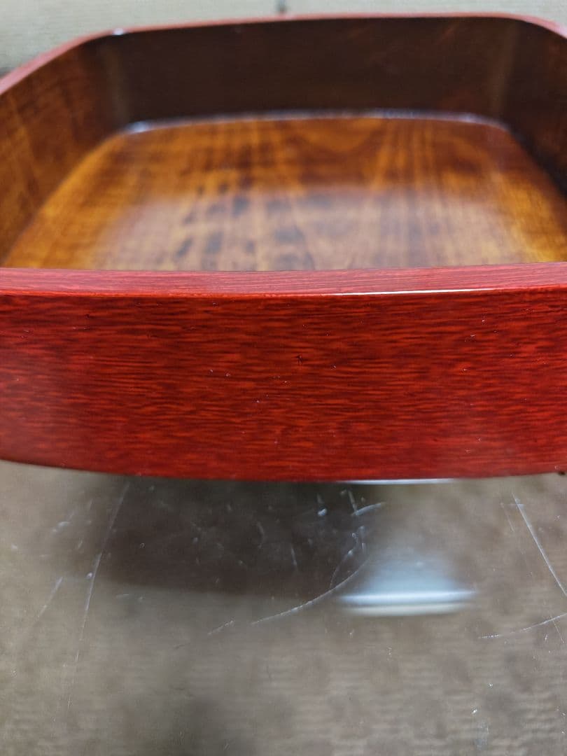 【香川漆器】8寸(24cm)四段角重(後藤塗、天然木くりぬき)