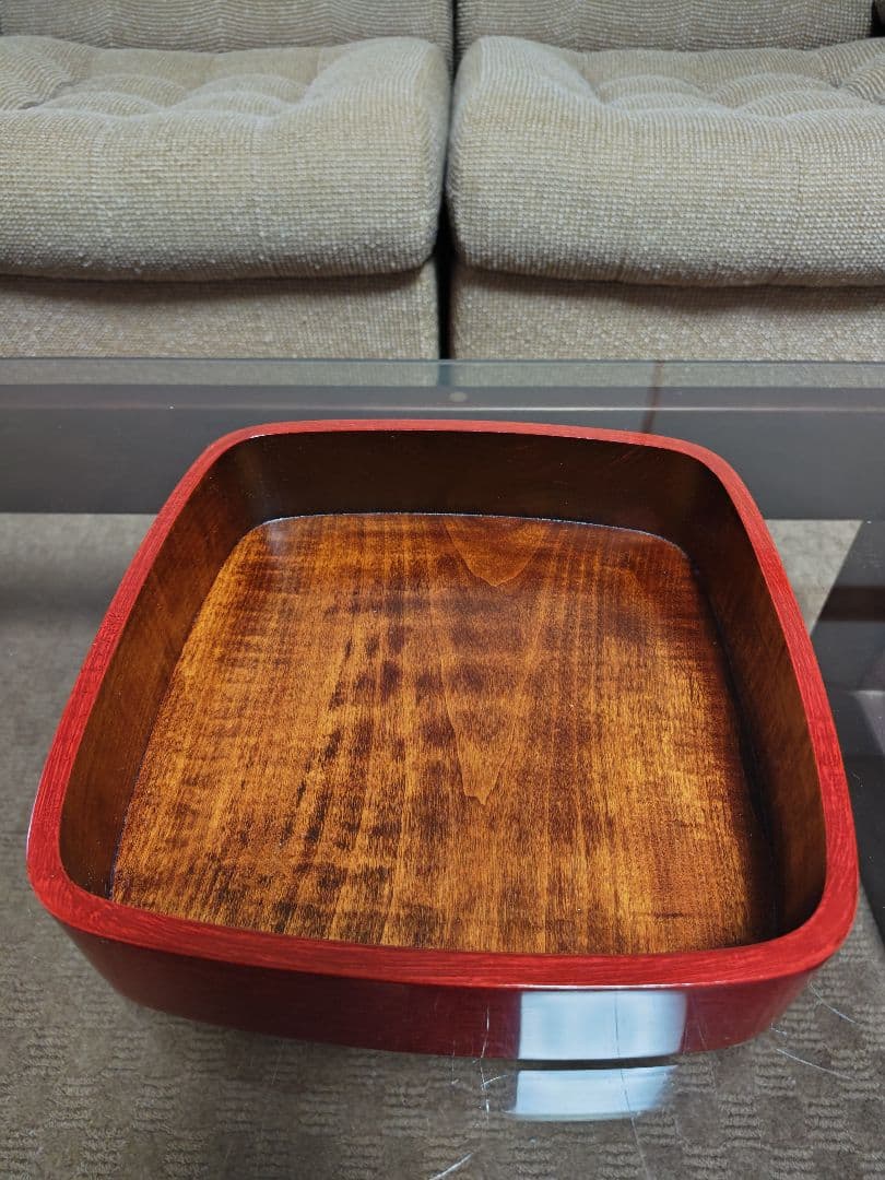 【香川漆器】8寸(24cm)四段角重(後藤塗、天然木くりぬき)