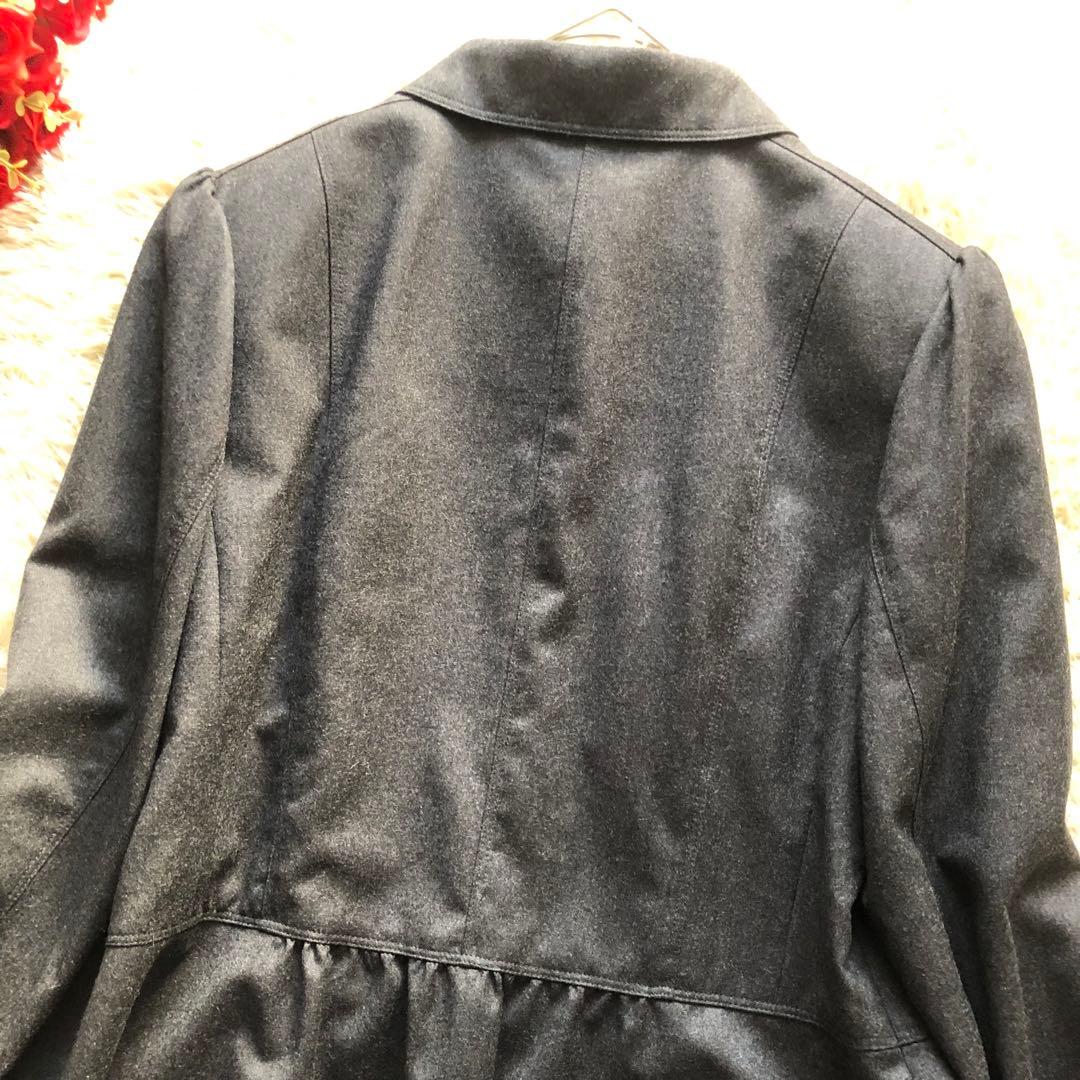 極美品♪BURBERRY LONDON♪ウールペプラジャケット　ダークグレー3L