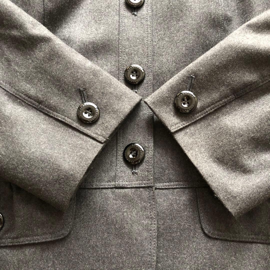 極美品♪BURBERRY LONDON♪ウールペプラジャケット　ダークグレー3L