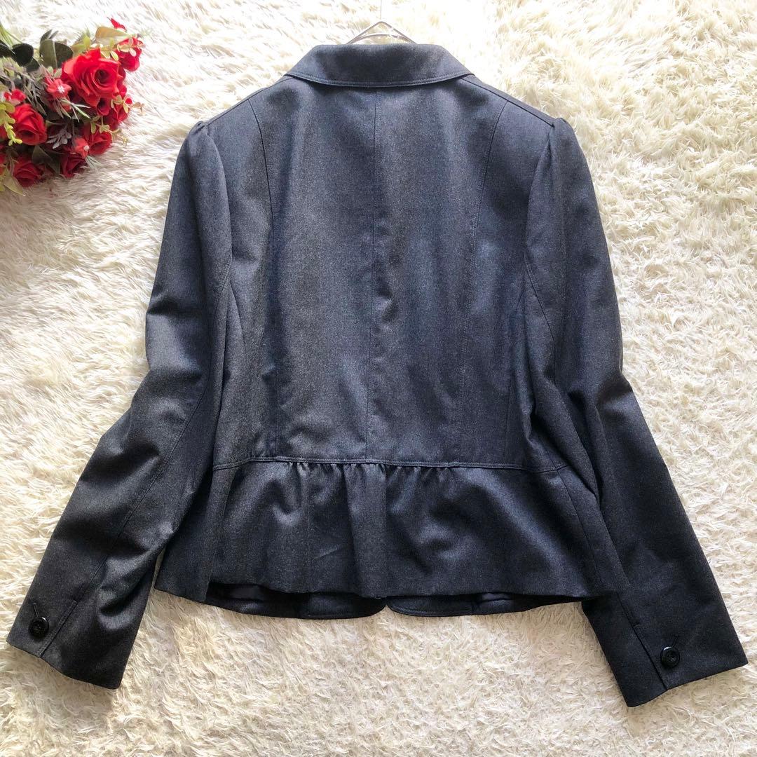 極美品♪BURBERRY LONDON♪ウールペプラジャケット　ダークグレー3L