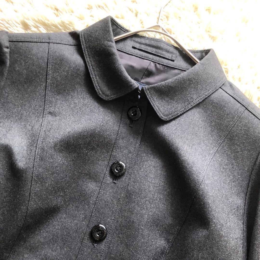 極美品♪BURBERRY LONDON♪ウールペプラジャケット　ダークグレー3L