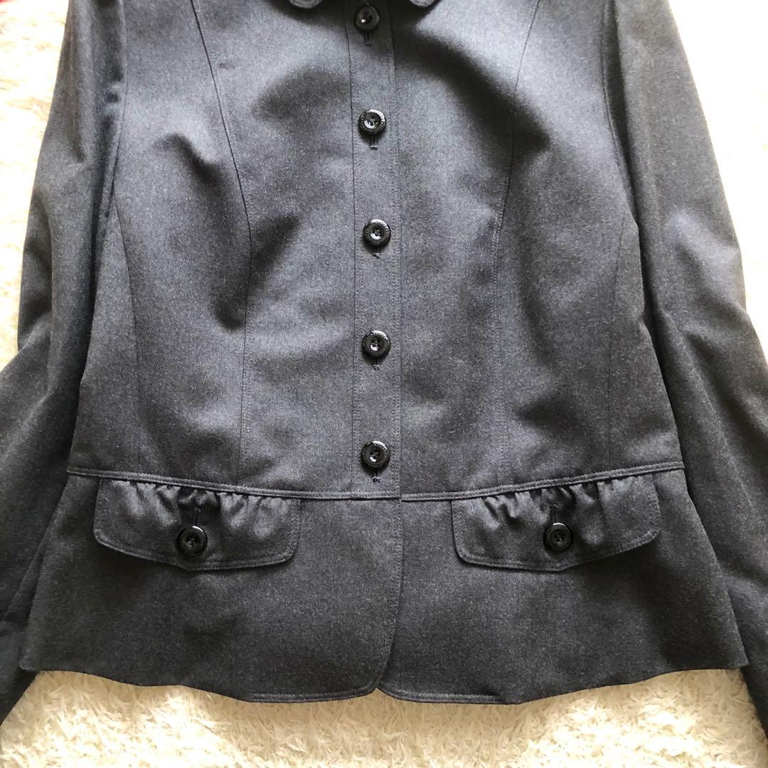 極美品♪BURBERRY LONDON♪ウールペプラジャケット　ダークグレー3L