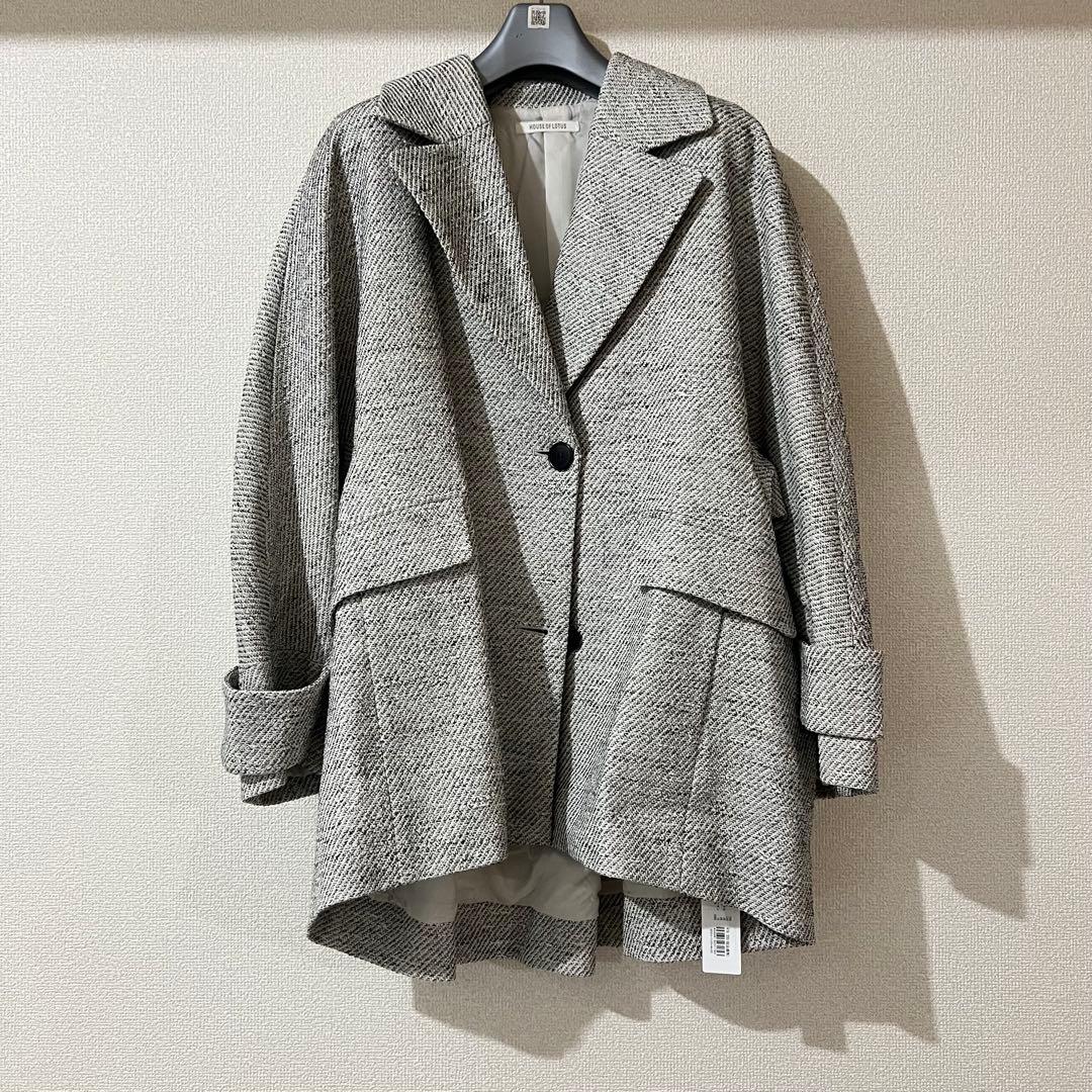 新品タグ付き HOUSE OF LOTUS ミックスツイードケープライクコート