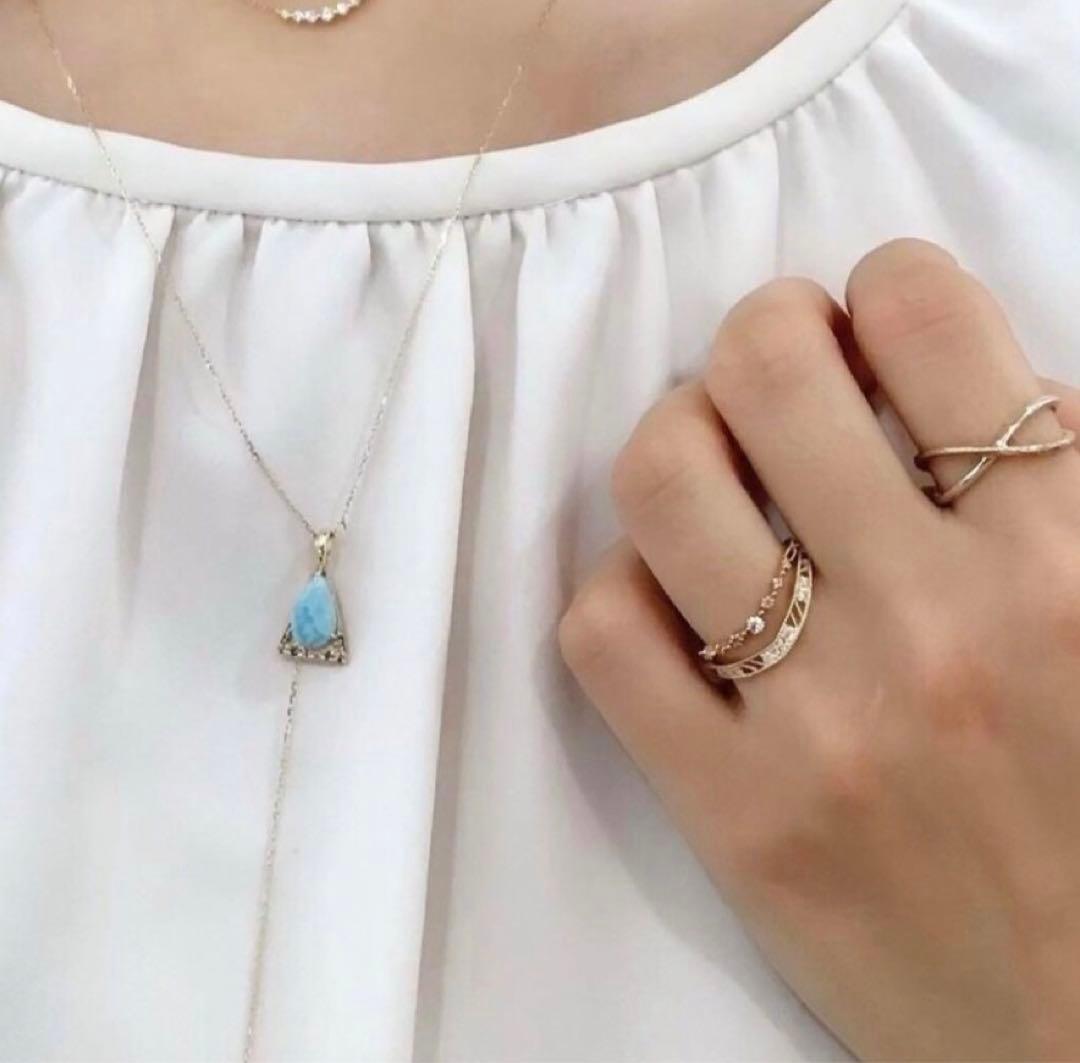 新品同様♡アガット K10 ラリマー.ダイヤモンド.チャーム　定価35200円
