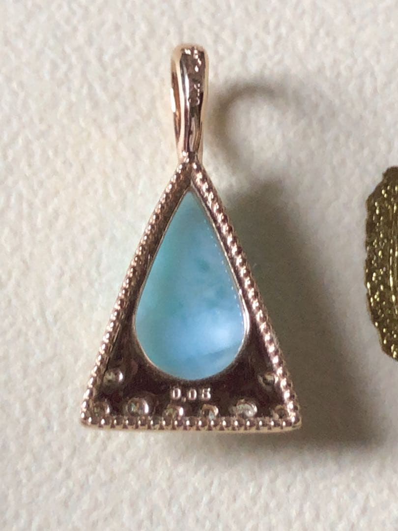 新品同様♡アガット K10 ラリマー.ダイヤモンド.チャーム　定価35200円