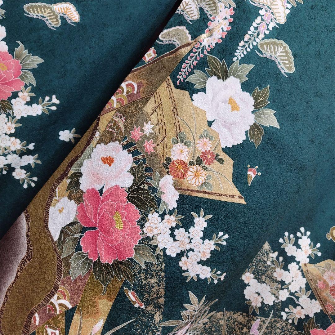 振袖フルセット(7点)・古典柄・金駒刺繍・金彩加工・宝尽くし・正絹