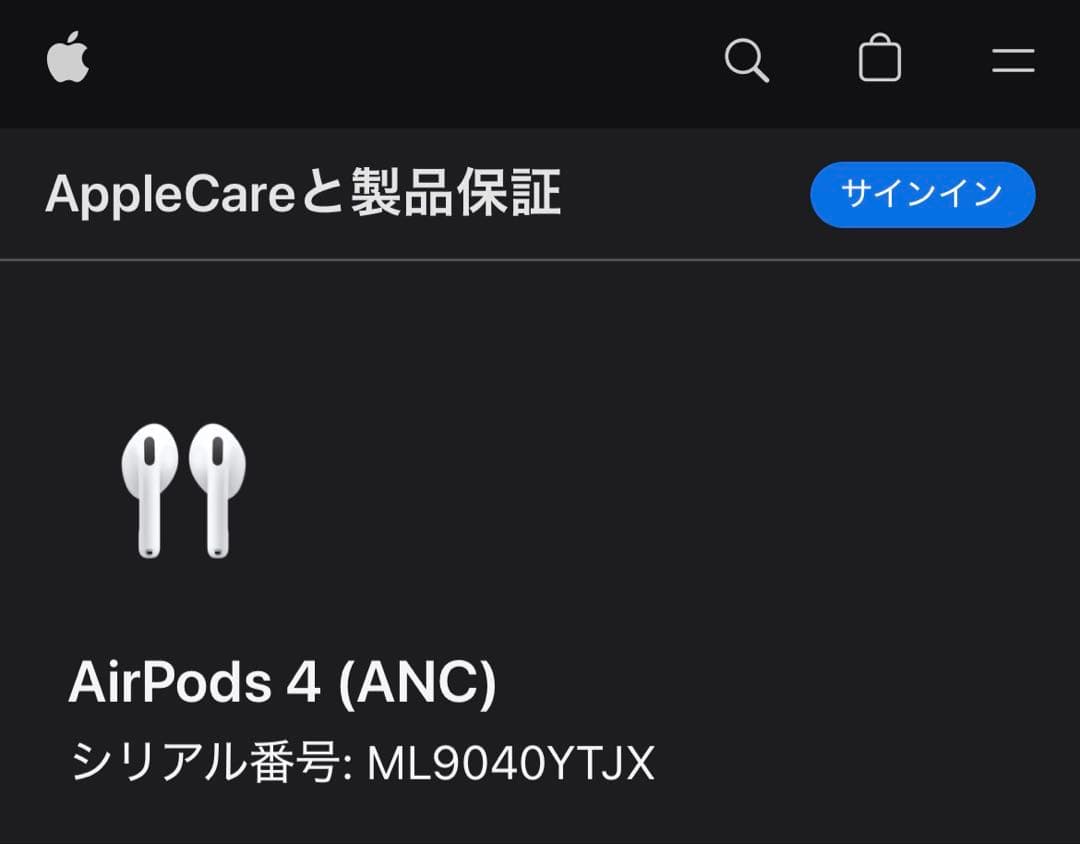 AirPods4 ANC アクティブノイズキャンセリング イヤホン両耳+本体