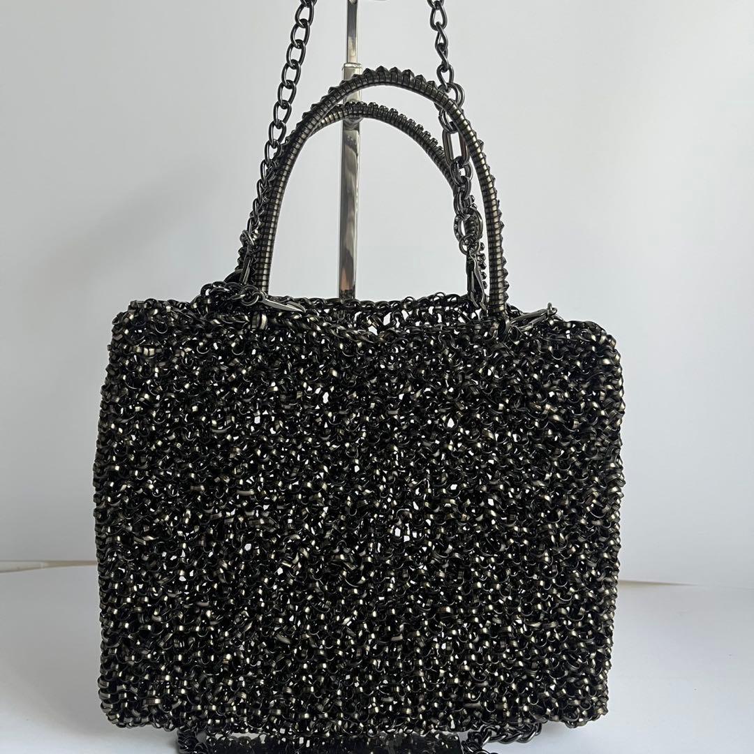 ✨未使用級✨　ANTEPRIMA スクエア　ワイヤーバッグ　ブラック