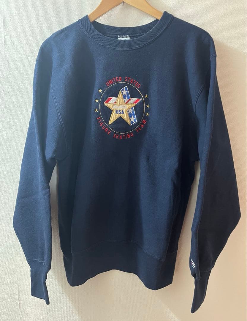 90s USA製 L 超美品 チャンピオン リバースウィーブ スウェット 刺繍