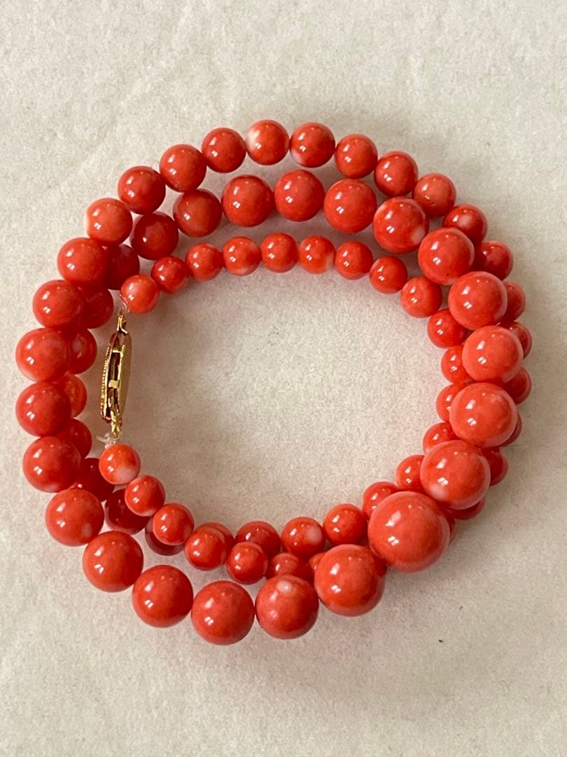 珊瑚サンゴネックレス10.6mm、重约34.5g