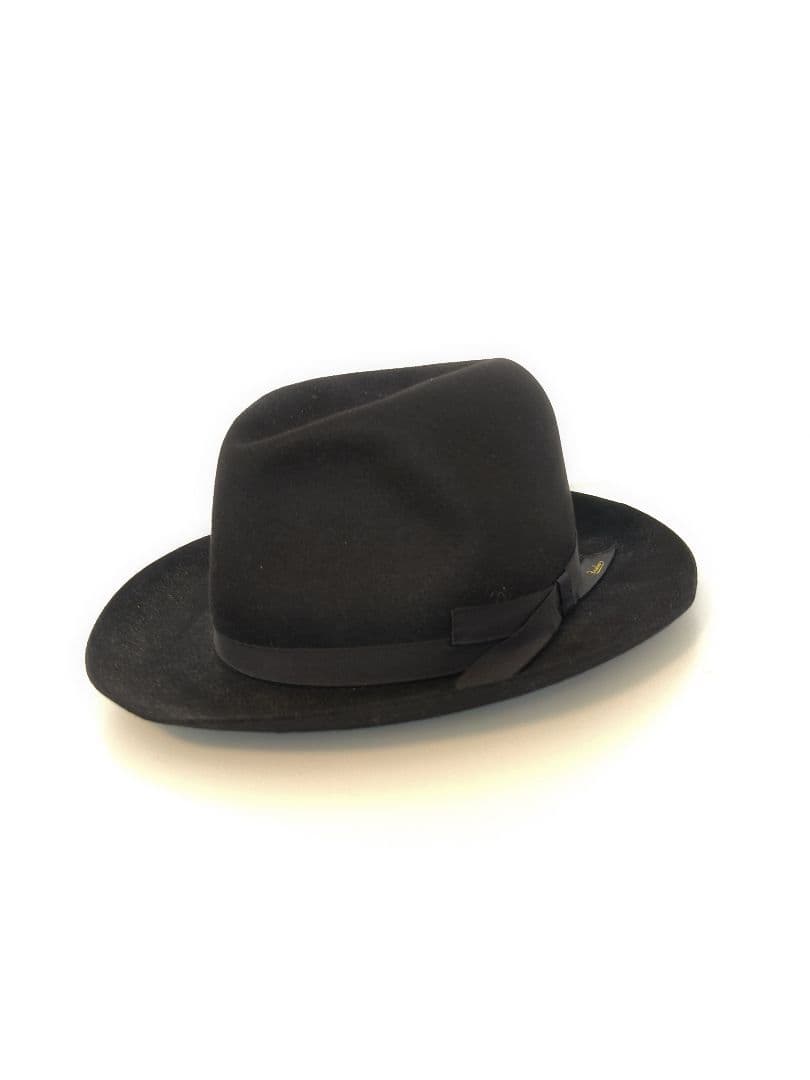 Borsalino 黒 フェルトハット 中折れ