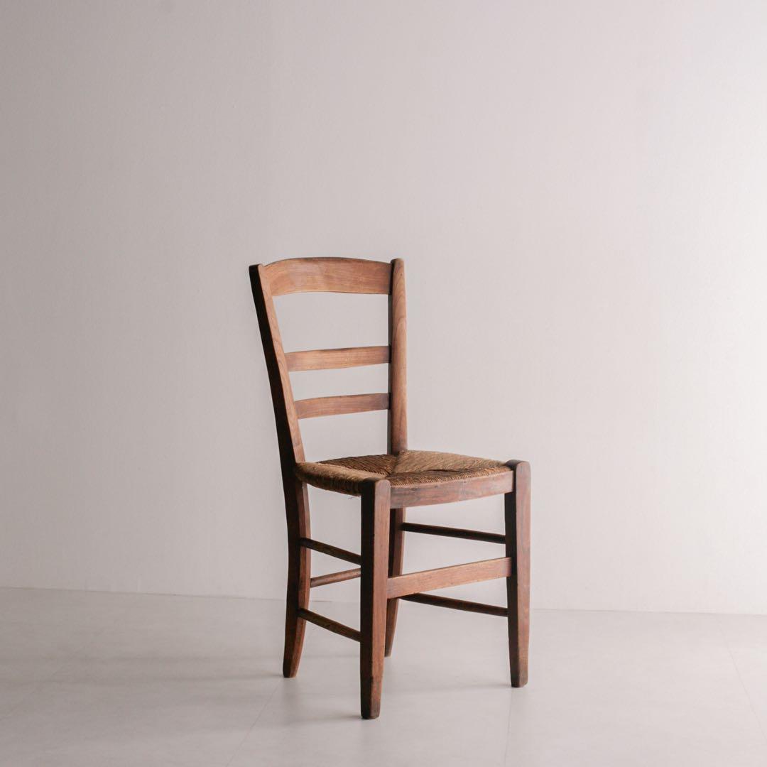 フランス アンティークチェア ラッシュ編み 無垢材 古家具 ブロカント