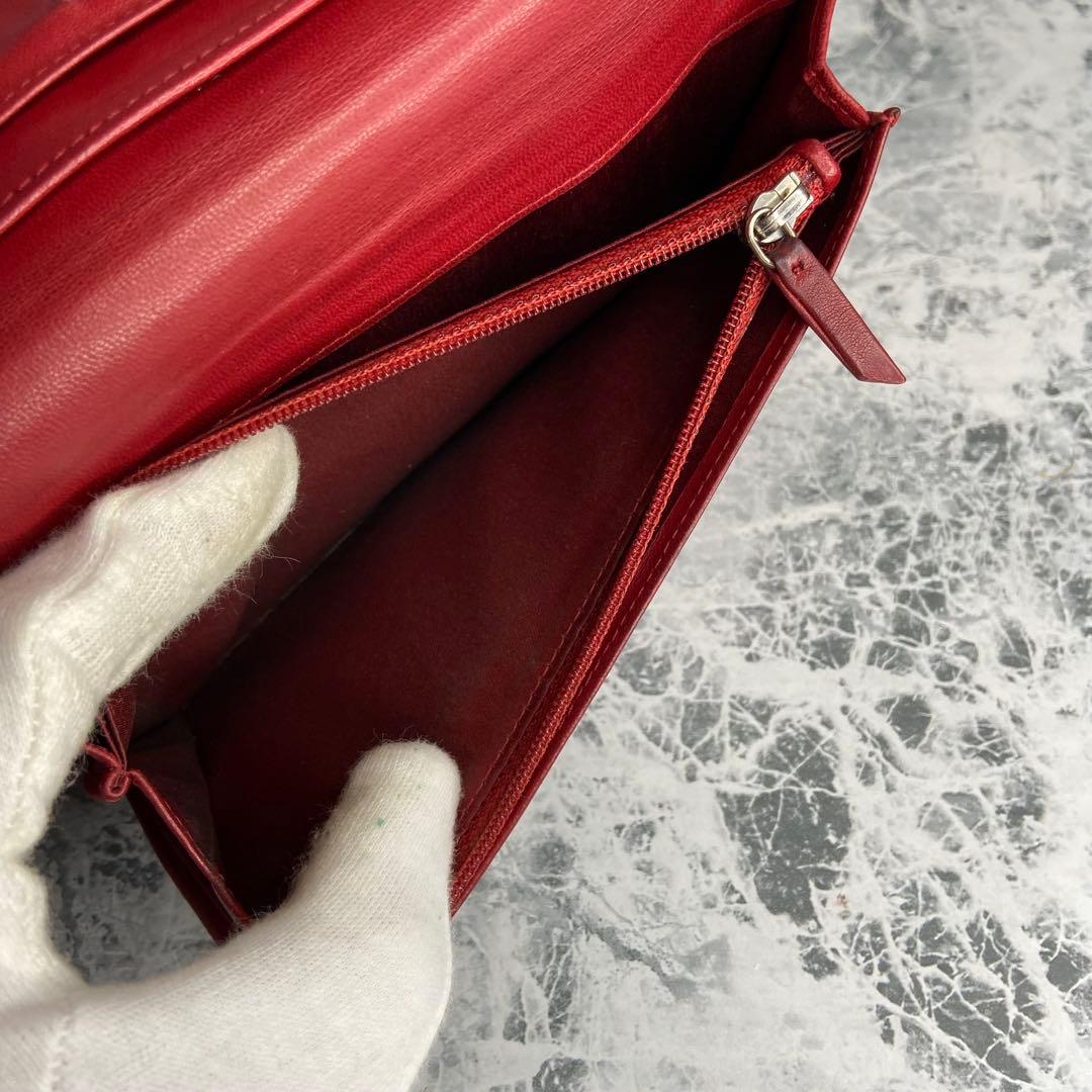 ✨CHANEL✨　シャネル　長財布　カメリア　赤　レッド