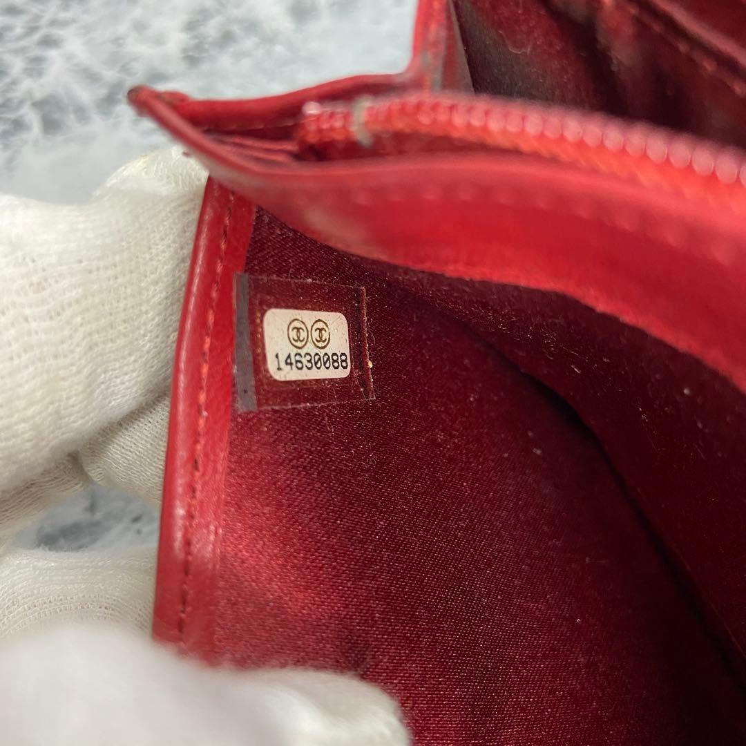 ✨CHANEL✨　シャネル　長財布　カメリア　赤　レッド