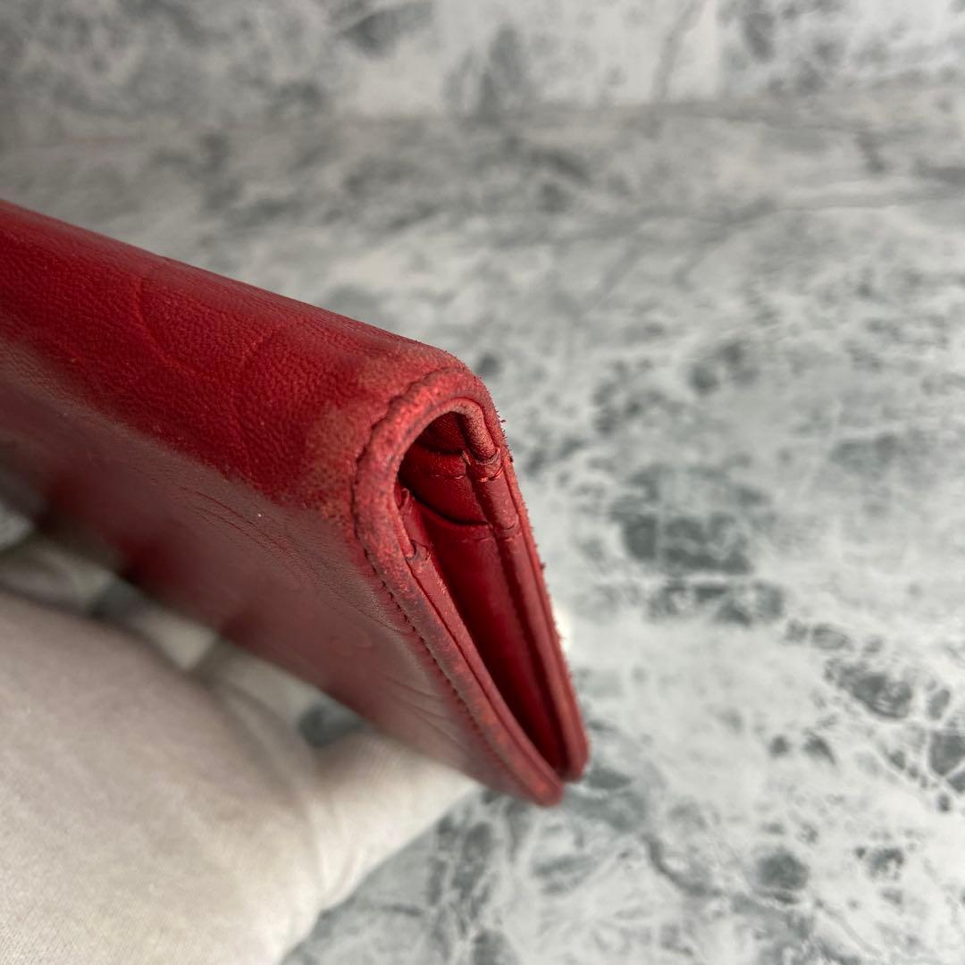 ✨CHANEL✨　シャネル　長財布　カメリア　赤　レッド