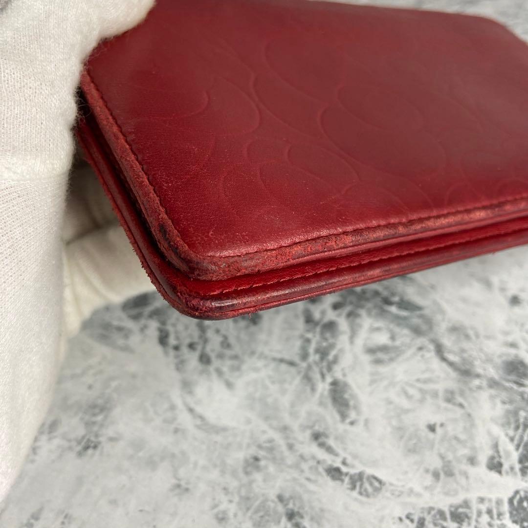 ✨CHANEL✨　シャネル　長財布　カメリア　赤　レッド