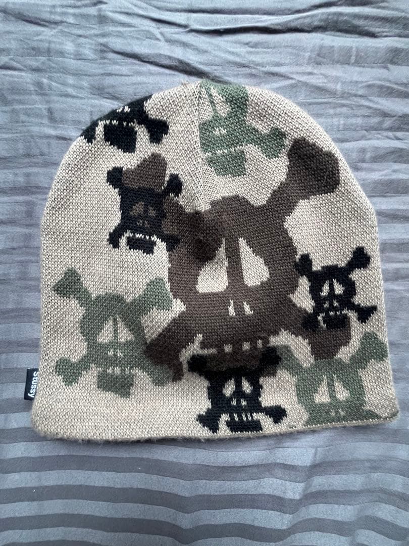 Stussy スカルパターン ニット帽　ビーニー　old stussy