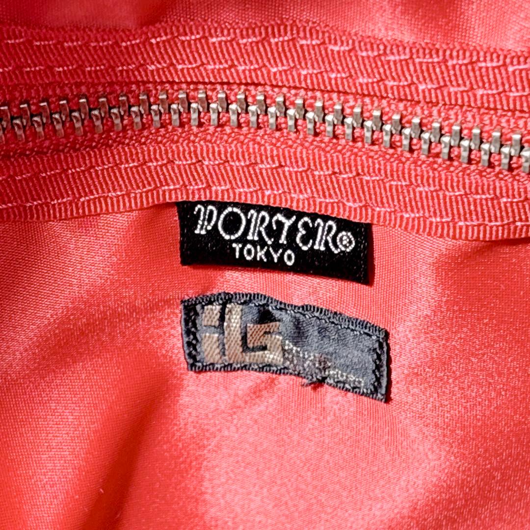 極美品 PORTER L-fine リュック 黒 ブラック 赤裏地 吉田カバン