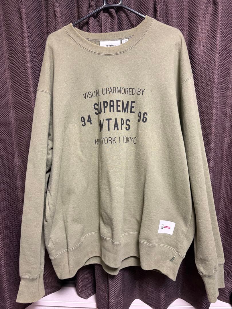 Supreme✖️ WTAPSオリーブ スウェット 100%コットン