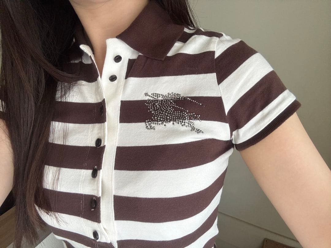 BURBERRY y2kストライプ ポロシャツ 38♡
