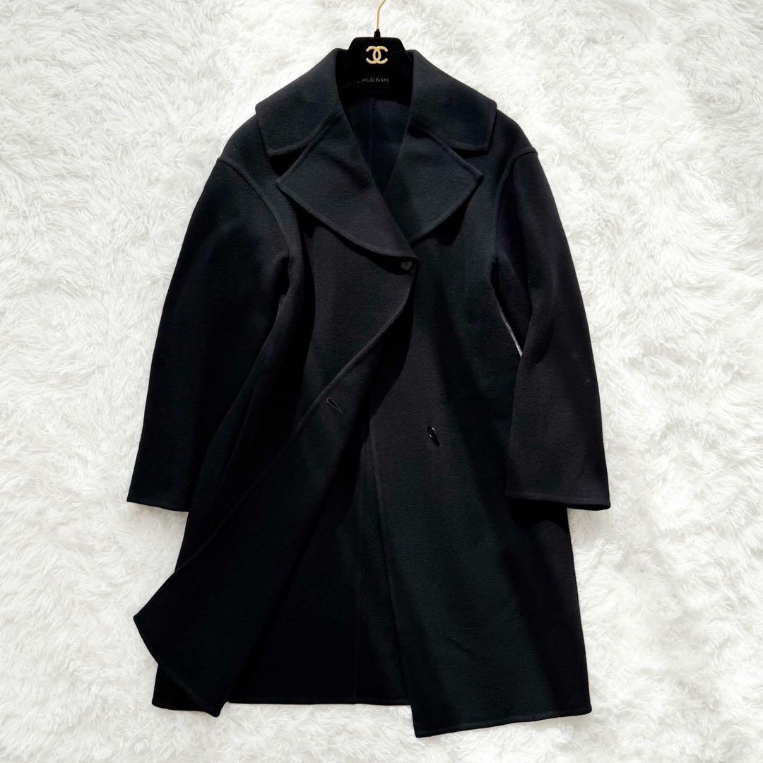 新品 MADAM JOCONDE ウールリバーコート 38 ブラック 定価7万