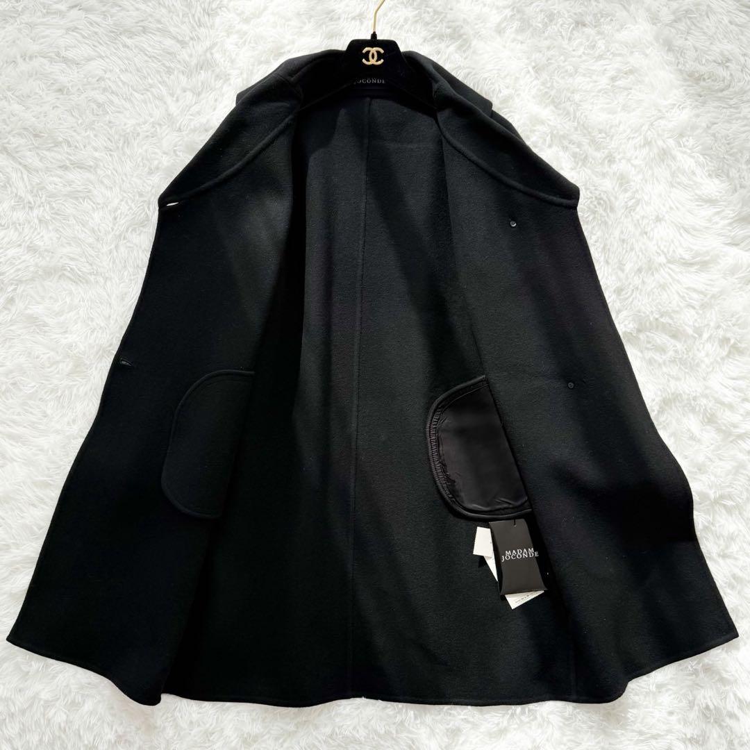 新品 MADAM JOCONDE ウールリバーコート 38 ブラック 定価7万