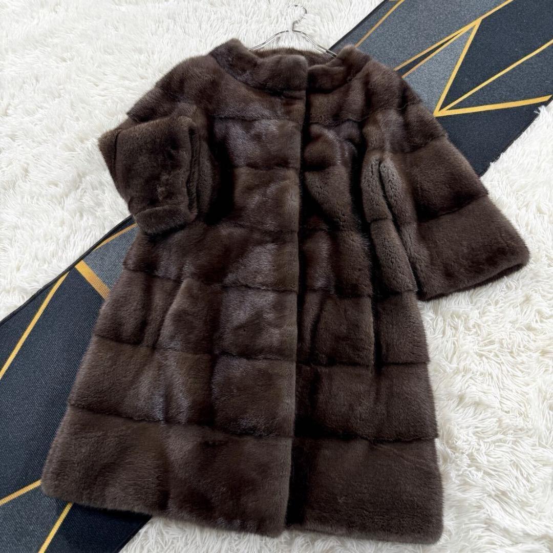ペリーチェモーダ ミンク ブラウン系 コート L相当 七分袖 AA241