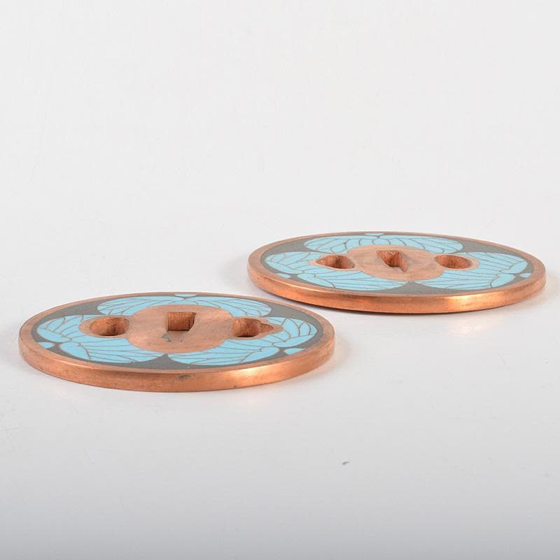 Gojyo 武具　刀装具　銅地　七宝三葉葵紋鍔　一對　桐箱付　C　7262