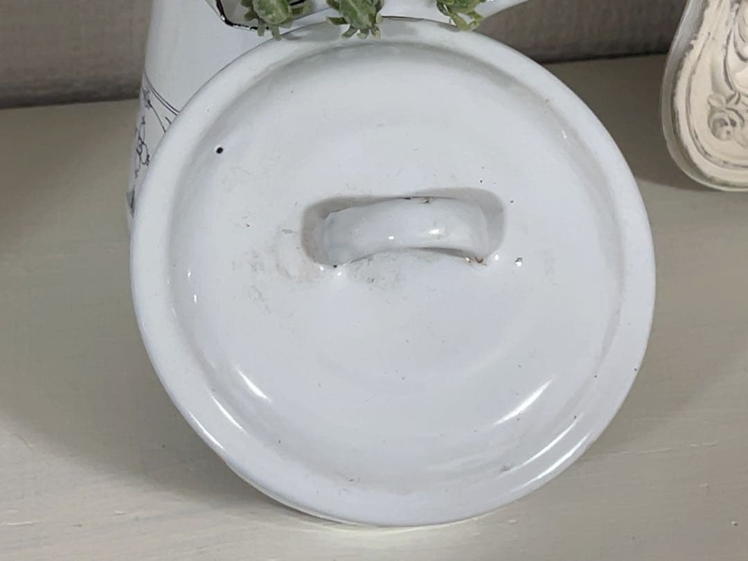 フランスアンティーク＊ホーローサキソニー柄ジャーポット