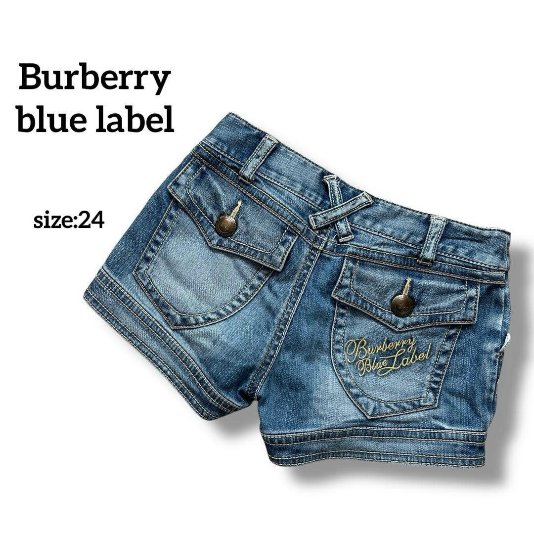 バーバリーブルーレーベル　デニムショートパンツ　ロゴ刺繍　Y2K
