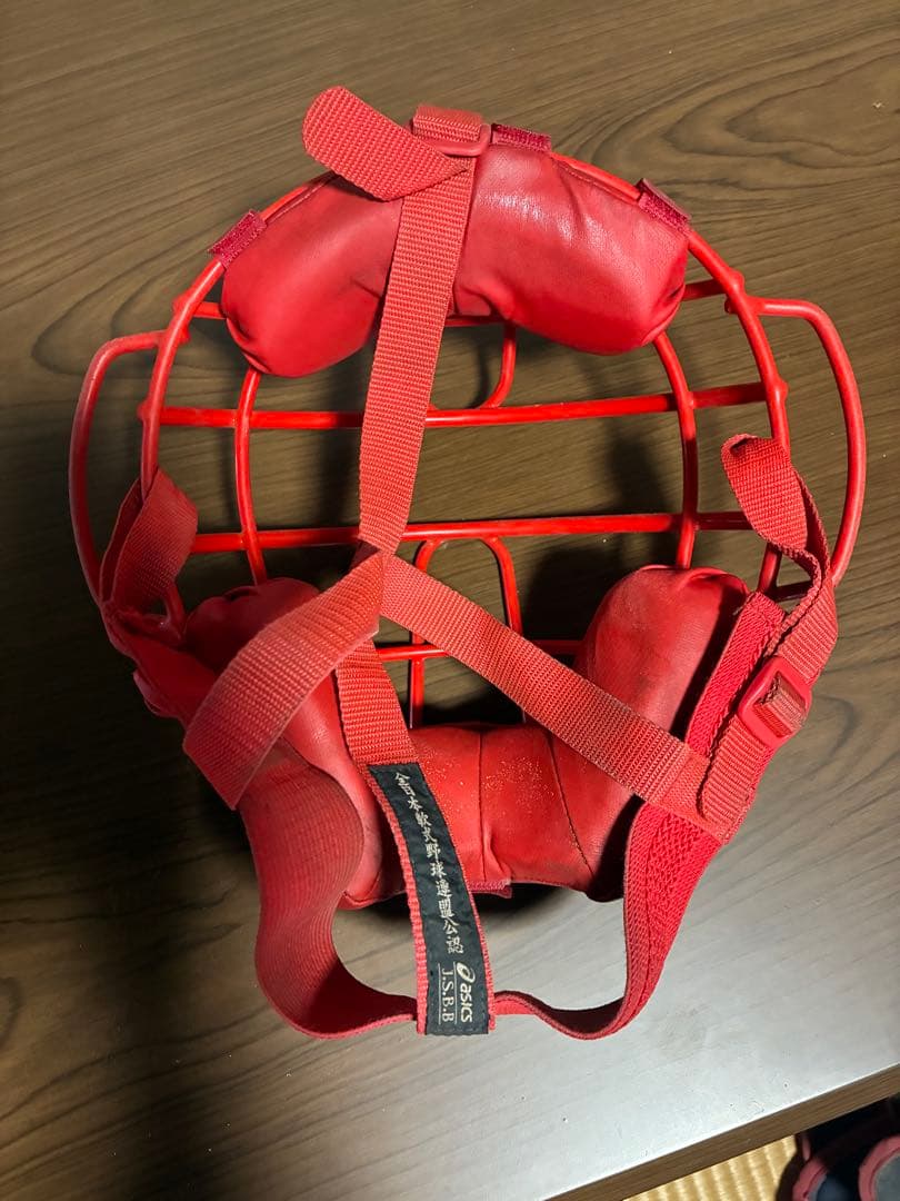 野球キャッチャー防具 レッド　軟式用