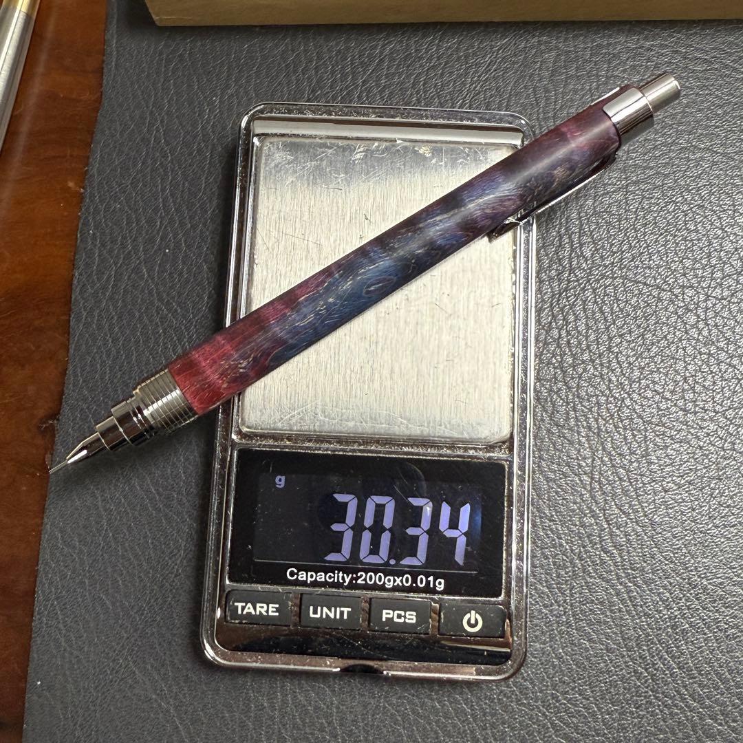 190栃虎杢スタビ　木製シャーペン　最強低重心　溝付き　ステンレス