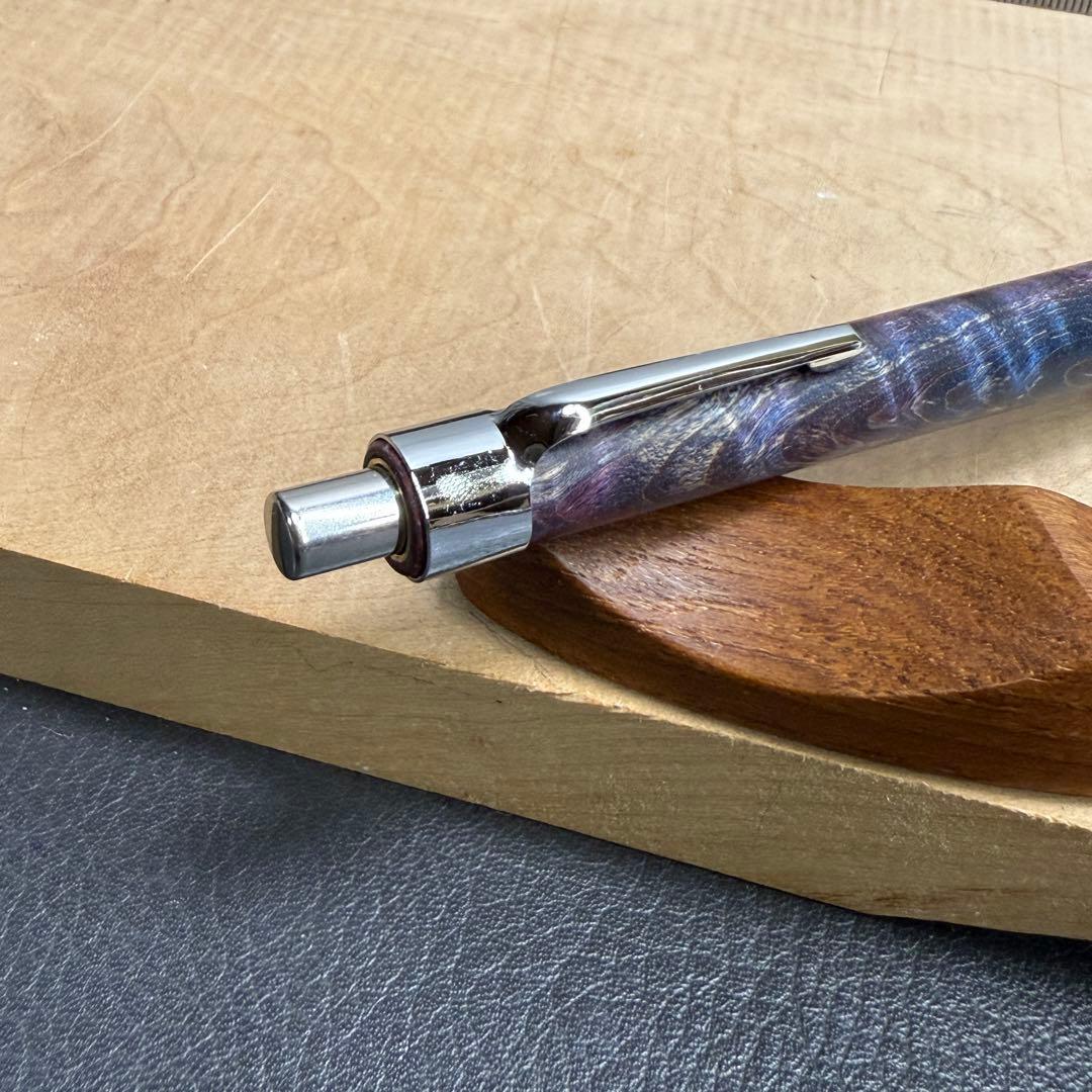 190栃虎杢スタビ　木製シャーペン　最強低重心　溝付き　ステンレス