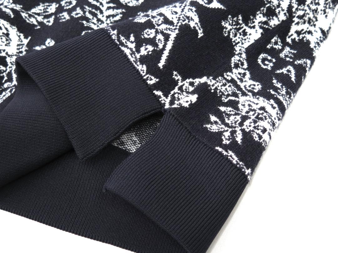 新品● パーリーゲイツ ●ウォームコットン 花柄 ニットスカート　濃紺/M