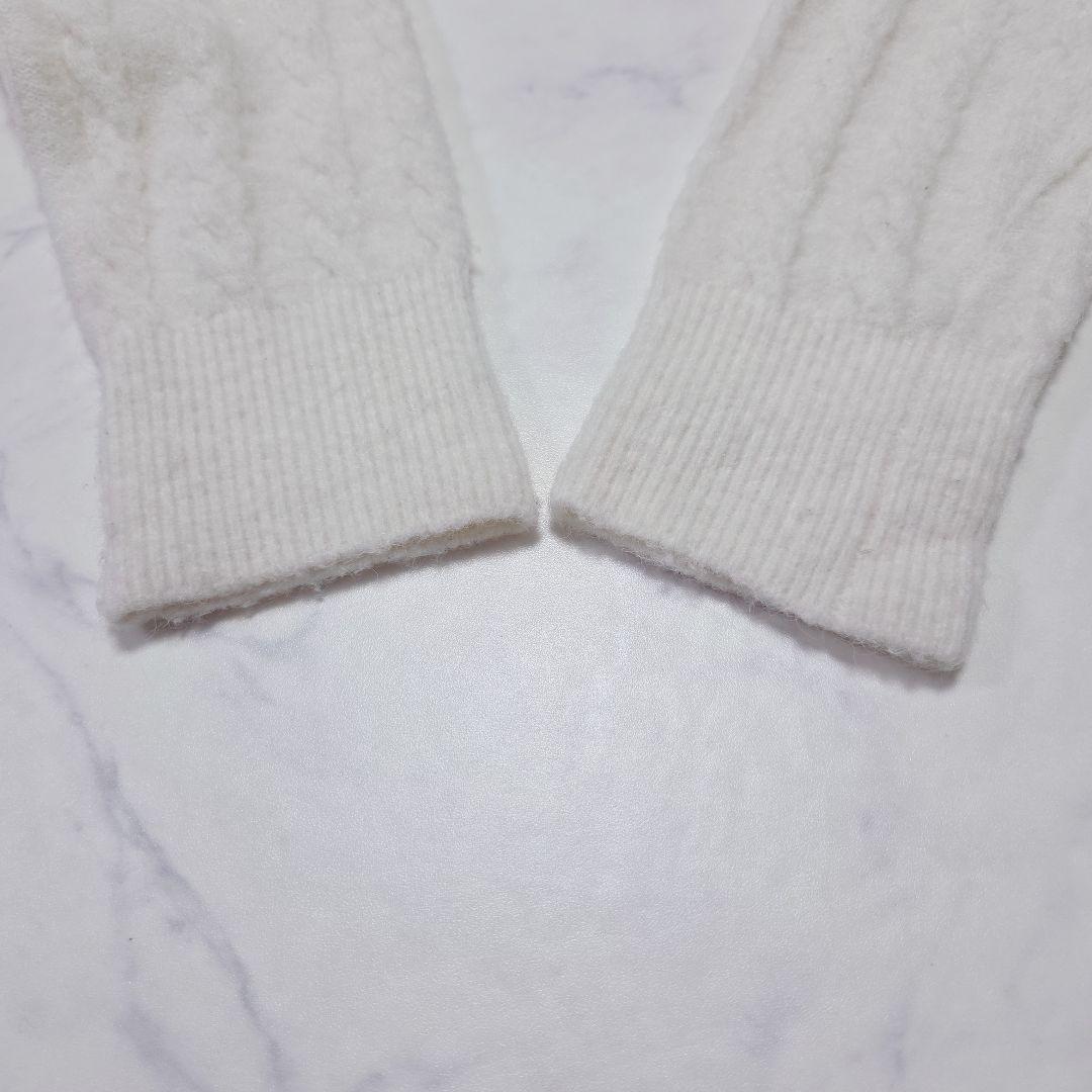 美品✨セルフォード 25SS アルパカ混 ケーブルレースデザインカーディガン 白