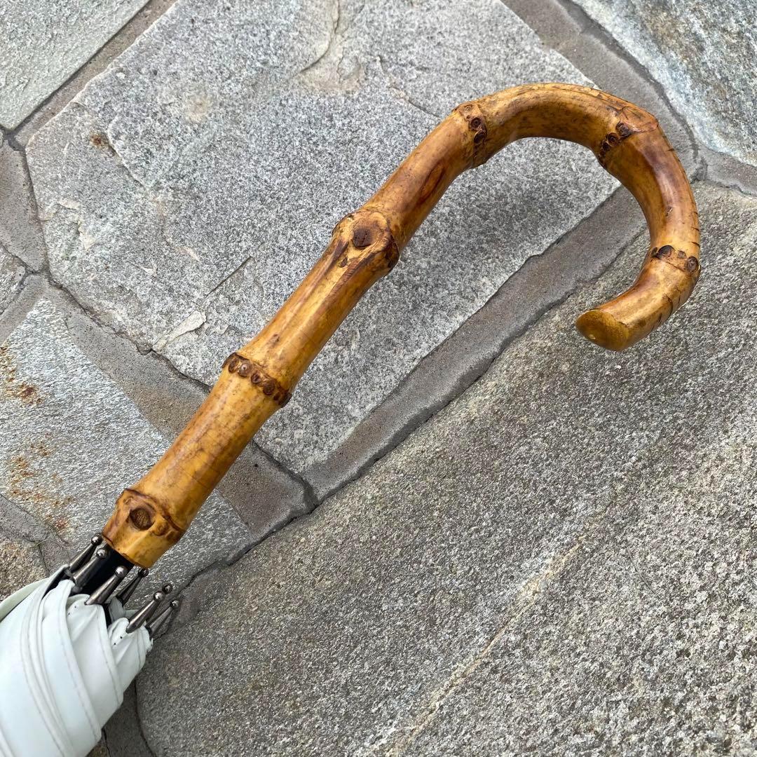 芦屋ロサブラン♡遮光日傘　長傘　ネイビー　紺色　バンブー　持ち手竹　紫外線対策