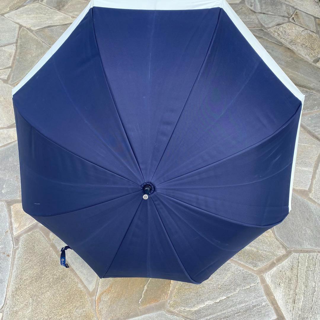 芦屋ロサブラン♡遮光日傘　長傘　ネイビー　紺色　バンブー　持ち手竹　紫外線対策