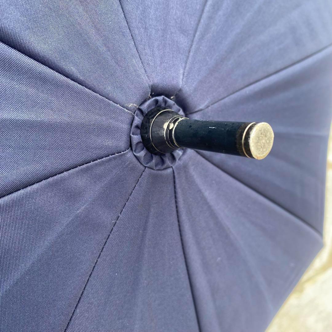 芦屋ロサブラン♡遮光日傘　長傘　ネイビー　紺色　バンブー　持ち手竹　紫外線対策