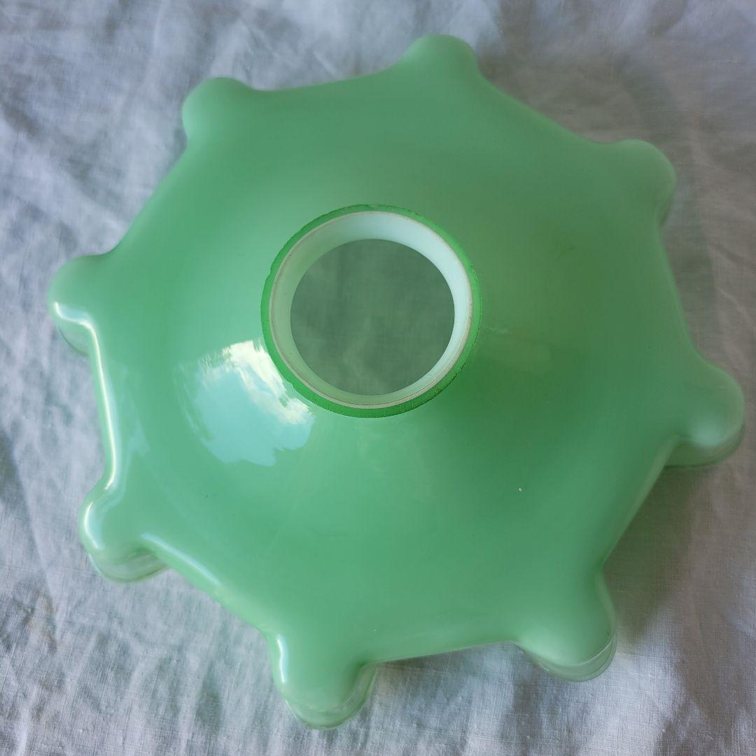 フランス　アンティーク　シェード　ミルクガラス　メロン色