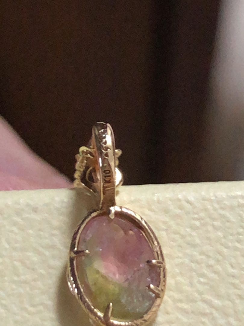 新品♡アガット K10 ダイヤモンド付きバイカラートルマリンチャーム