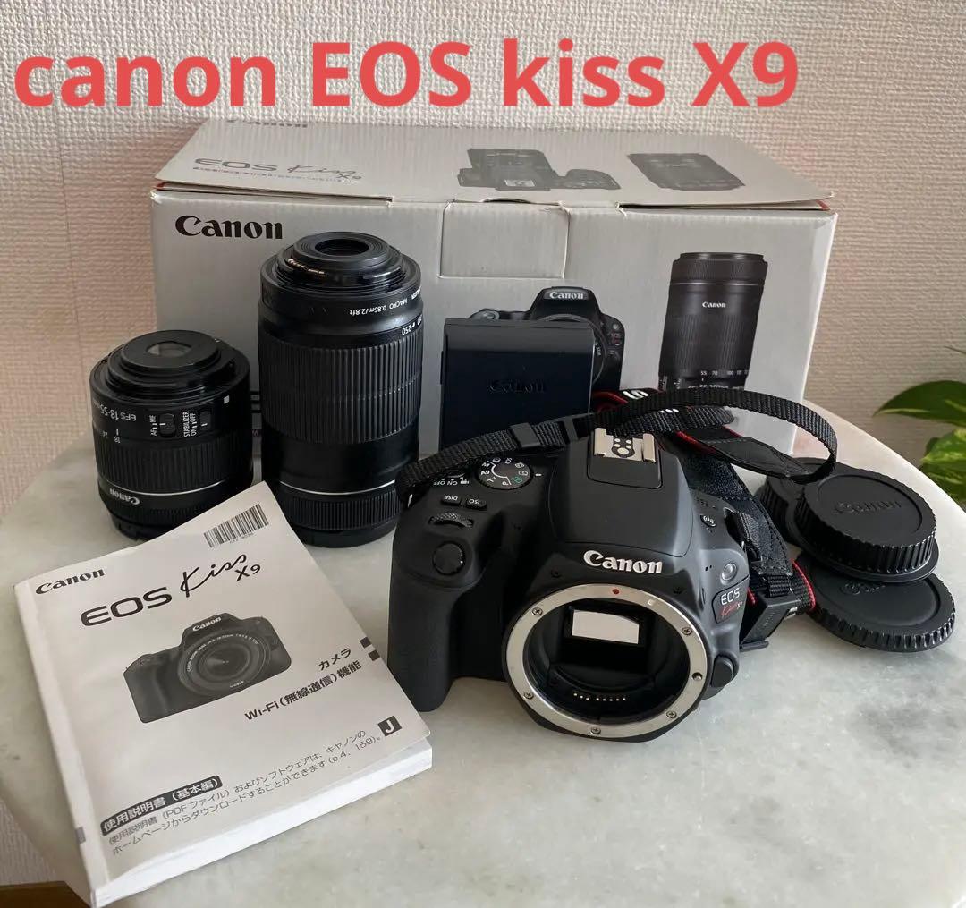 美品/Canon EOS Kiss X9 デジタル一眼レフ 2本レンズ説明書付き